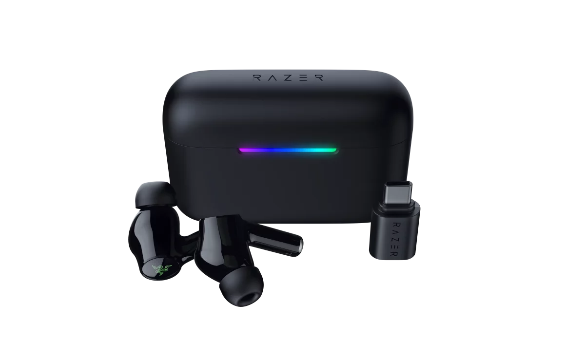 Razer Hammerhead V3 HyperSpeed Imagen de los Razer Hammerhead V3 HyperSpeed de cerca y sus partes por separado