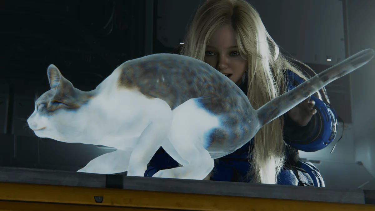 Imagen de Diana y un gato de Pragmata