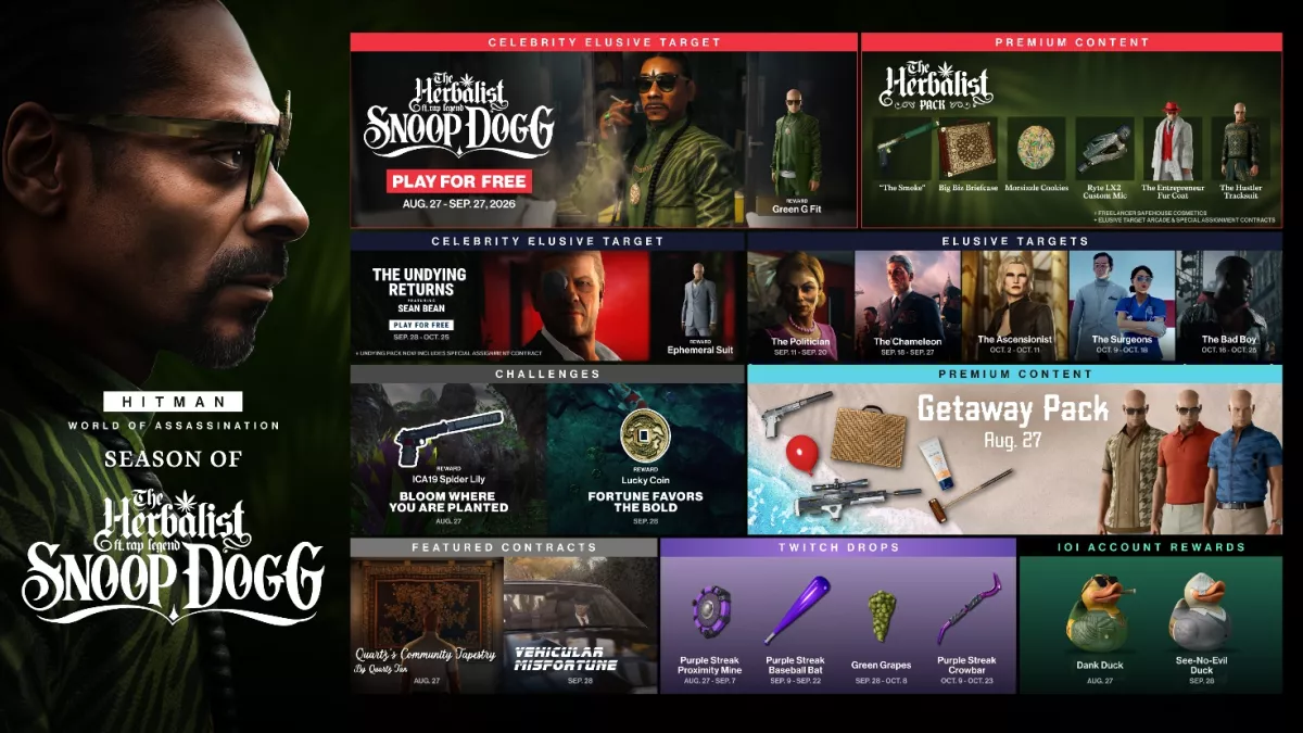 Snoop Dogg protagoniza el nuevo Objetivo Escurridizo de HITMAN World of Assassination Snoop Dogg protagoniza el nuevo Objetivo Escurridizo de HITMAN World of Assassination